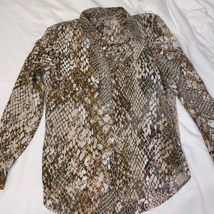 Snake print button down